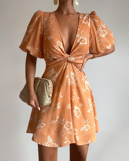 Marlowe Dress-Orange Flower